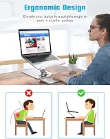 Babacom Laptop Stand Ergonomic Foldable Aluminum Riser 10-16in Silver view 2
