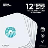BIG FUDGE Vinyl Record Inner Sleeves 100x | Made from Heavyweight & Acid Free Paper | Album Covers with Round Corners for Eas
