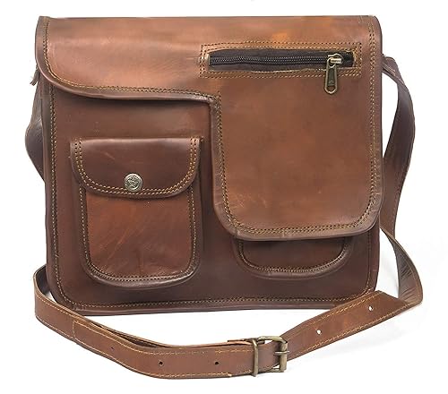 PRASTARA Genuine Leather Retro Vintage Messenger Shoulder Bag 11X3X9 Inches