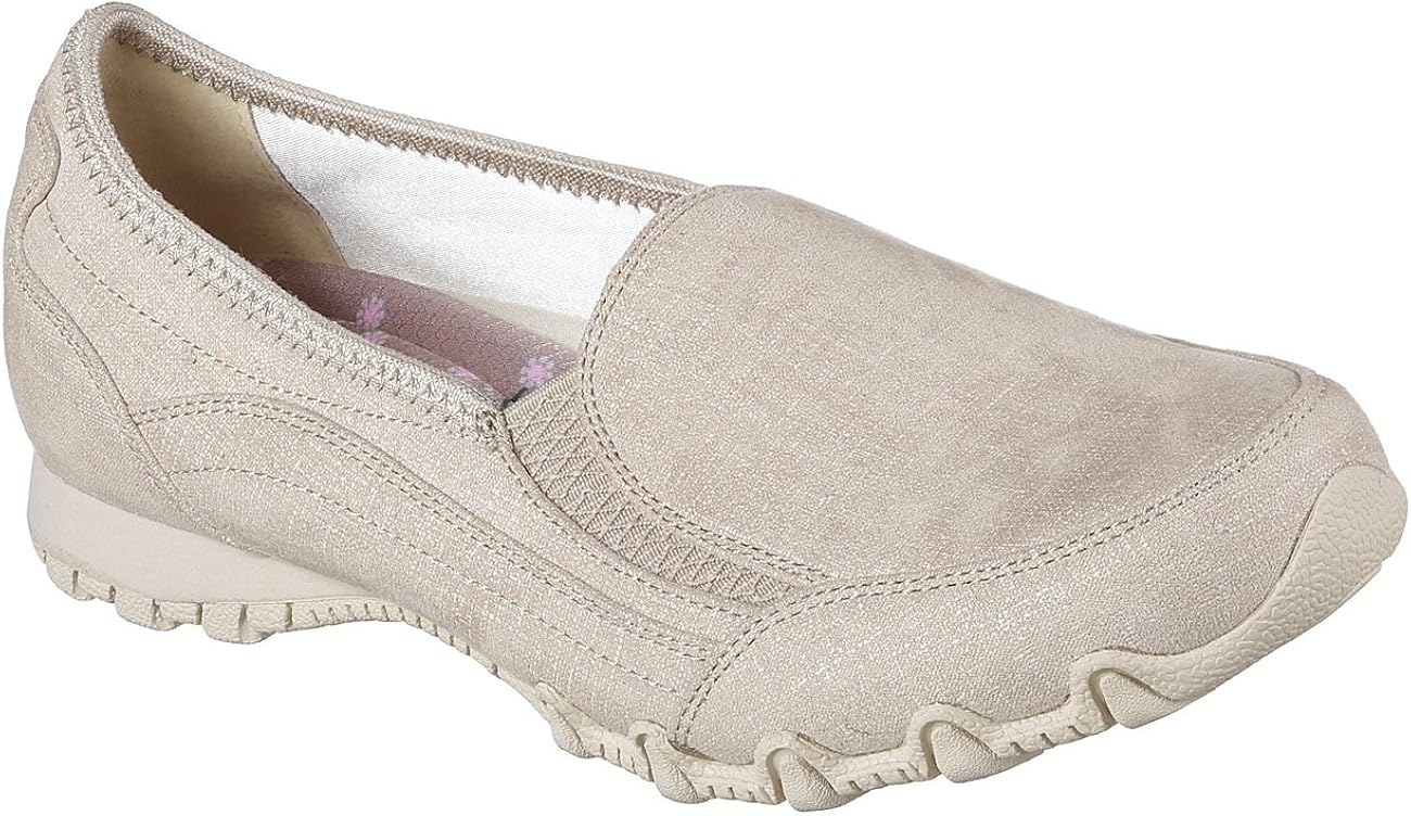 skechers women's relaxed fit bikers lamb slip on shoes black