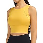Ama Larsi High Neck Sports Bras for Women Medium Support Longline Sport Bras Padded Workout Yoga Crop Tank Tops