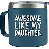 Dad Gifts for Fathers Day Cup - Awesome Like My Daughter Navy Tumbler 14 Ounce Birthday Gift, Father’s Day Present, Coffee Mug for Father, Dad Bday Gift, Gifts for Dads’ Birthdays, Presents for Him