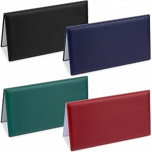 Geyoga 4 Pcs Vinyl Checkbook Cover Personal Top Tear Checks for Men Women Minimalist Register Cover Holder (Classic Color)