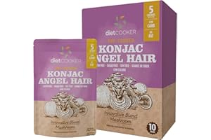 DIET COOKER Shirataki Noodle with Blend Mushroom Powder, Premium Konjac Noodle, Vegan & KETO Friendly, 9.52 oz, Odor Free, Low Calorie Pasta, Zero Net Carbs, Healthy Diet Food - Angel Hair (10 Packs)