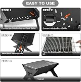 Odoland Camping Fire Pit 2 in 1 Wood Burning Grill with Detachable Cooking Grate view 4