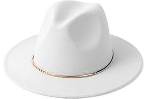 HUDANHUWEI Womens Fedora Hats with Belt Buckle Wide Brim Panama Fedora Cap