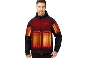 ULUSERN Heated Jacket for Men with 12V Battery Pack Included,Soft Shell Electric Heating Coat with 5 Large Heating Areas