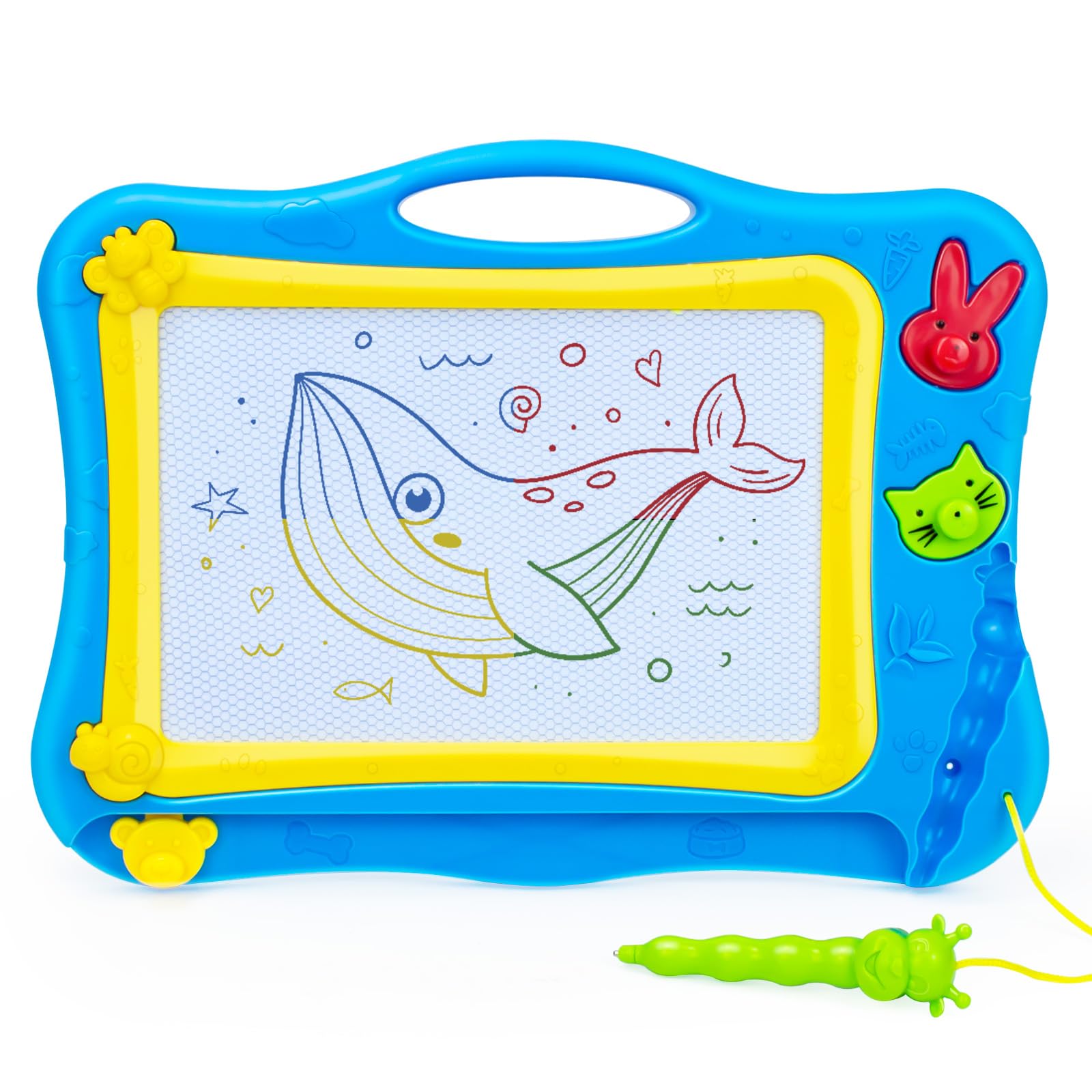 Hymaz お絵かき 子供お絵描き お絵かきボード 大画面 子供向け マグネット 子供おもちゃ イラスト 落書き スタンプ付き 女の子 男の子 誕生日 プレゼント クリスマス (ブルー) の商品画像