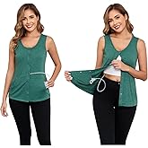 Soanhoo Mastectomy Shirts with Drain Pockets Button Front Tank Tops Breast Cancer Shirt for Women Post Mastectomy Must Haves