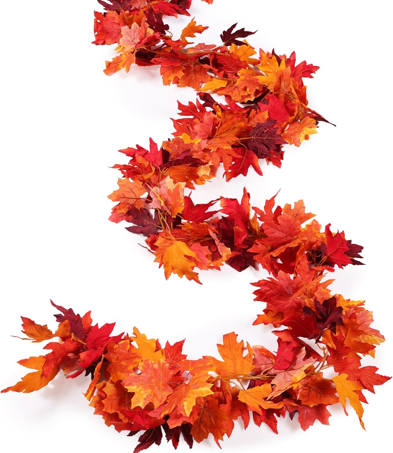 Wreaths, Garlands & Swags - CEWOR 2 Pack Fall-Garland, Fall-Decor Maple Leaf, 5.8ft Foliage Mantle Vine Artificial Fall-Decorations for Wedding, Home, Fireplace, Mantle, Front Door, Thanksgiving Decor