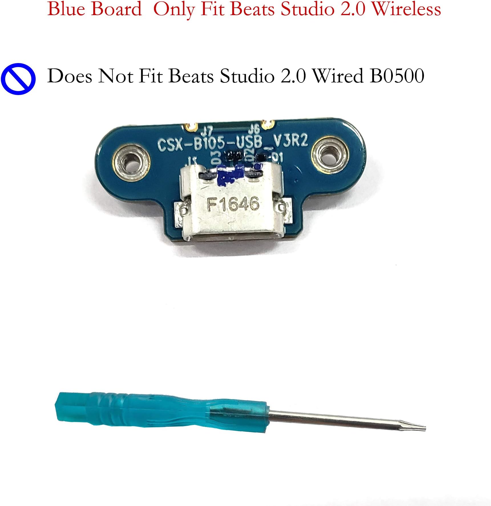 1X Dadawireless Replacement Micro USB Charge Charging Port Dock Connector Repair Parts for Beats Studio 2.0 Wireless Headphones (Not for Studio 2.0 Wired)