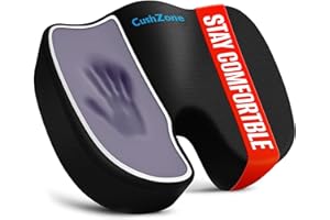 CushZone Seat Cushion, Office Chair Cushions, Car Seat Cushion, Non-Slip Sciatica & Back Coccyx Tailbone Pain Relief Chair Pad, Memory Foam Pillow for Computer Desk, Wheelchair, Driving(Black)