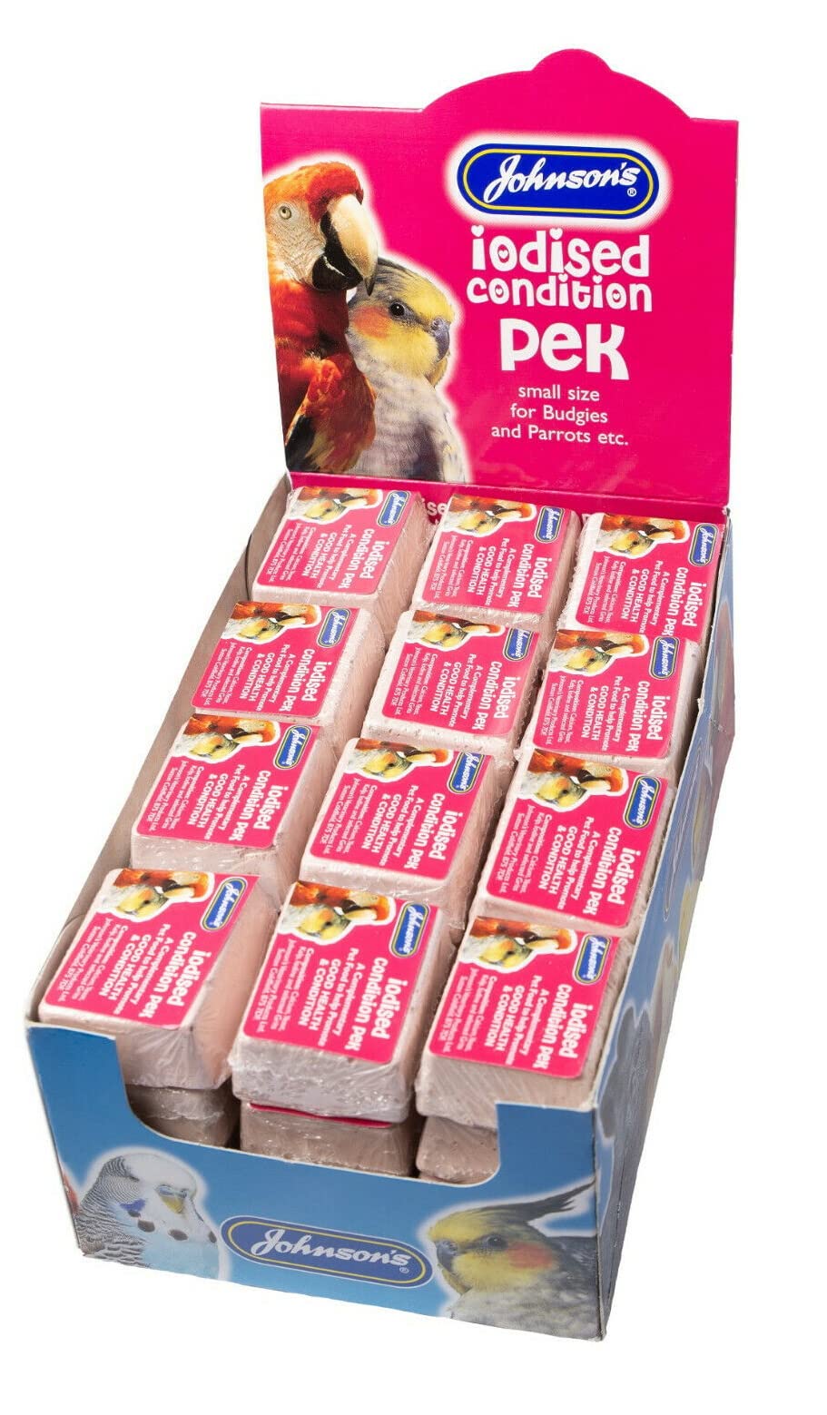 10 PACK JOHNSONS IODISED CONDITION PEK BLOCK BUDGIE PARROT BIRD CAGE HANGING TREAT