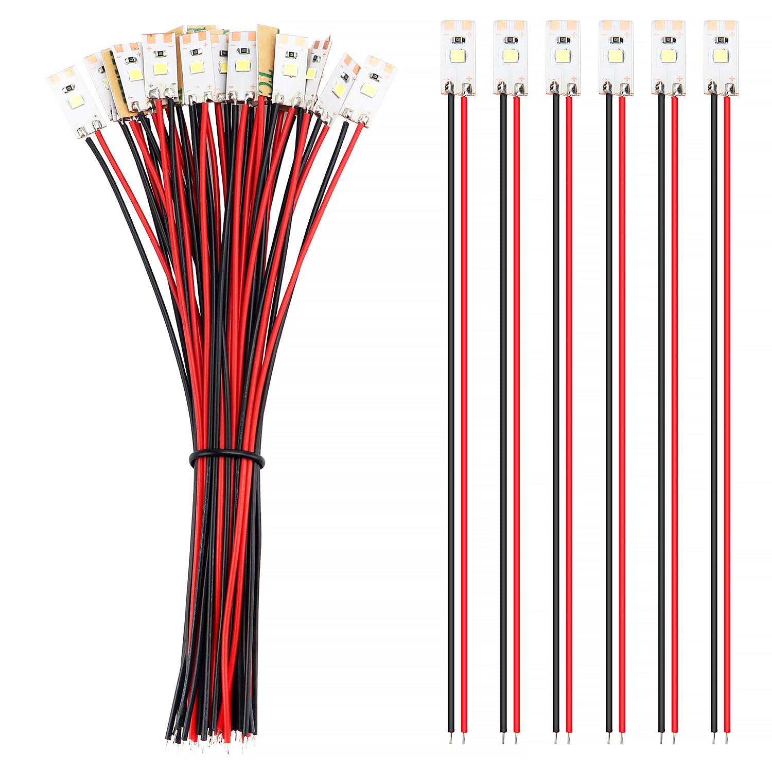 YIXISI 25 PCS 17mm Prewired Strip LED, 2835 SMD LED Light, 12V - 18V LED Strip Light, White