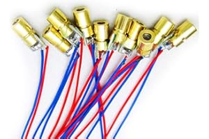 HIBCTR 10 Pieces 5V 650nm 5mW Red Dot Laser Head Red Laser Diode with Leads, 6mm Outer Diameter