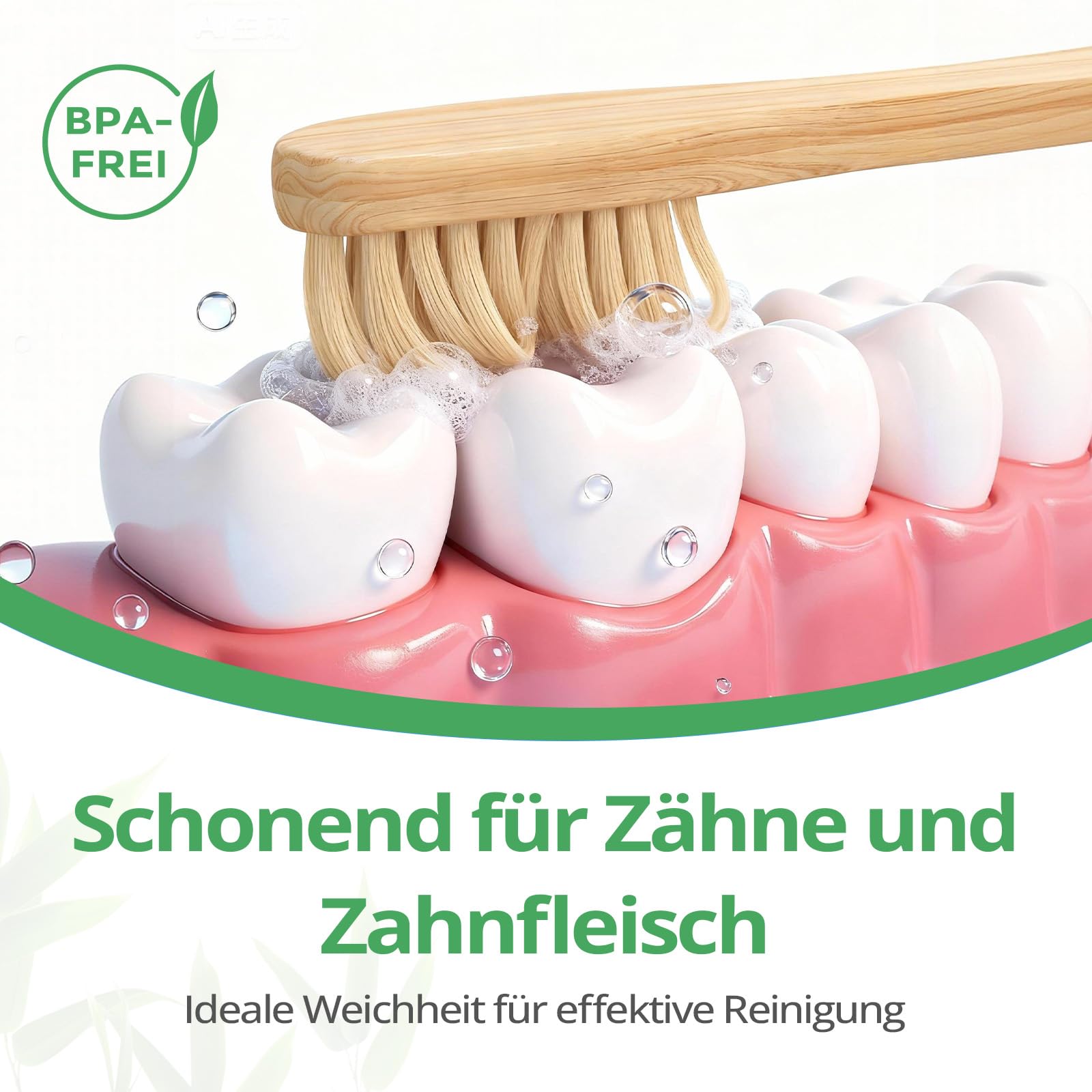 GENKENT Bambus-Zahnbürste, umweltfreundlich, natürliche Holzkohle, mit BPA-freien, weichen Borsten, 12 Stück 2