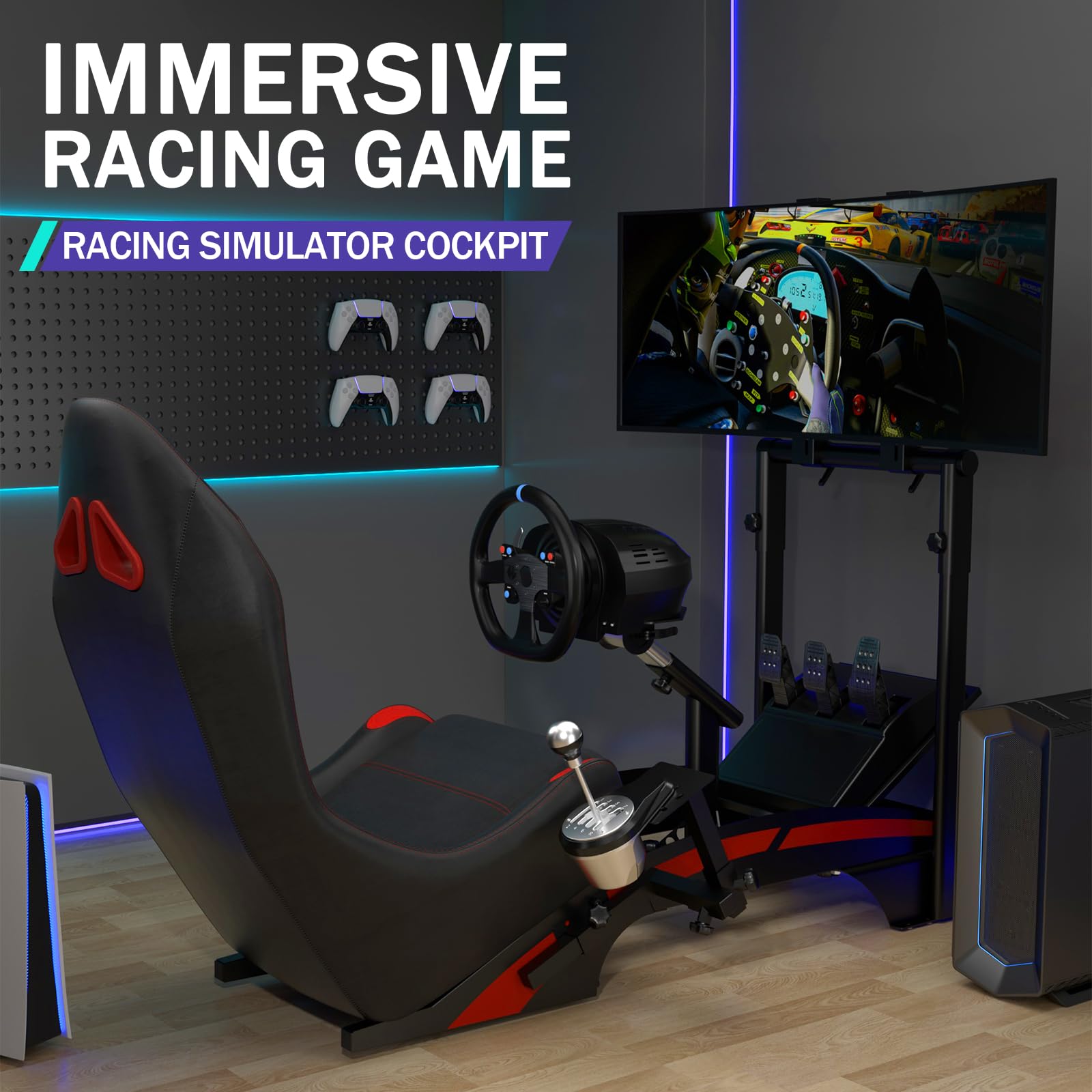 Sim Racing Rig RACGTING Racing Simulator Cockpit With TV Stand | Full ...