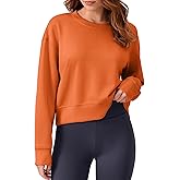 PINSPARK Soft Crewneck Cropped Sweatshirt for Women Long Sleeve Relaxed Lightweight Basic Crop Tops 2025