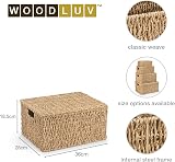 woodluv Seagrass Storage Box with Lid, Nesting Woven Basket XL view 6