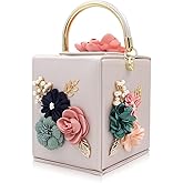 Milisente Evening Clutch Bag for Women Floral Square Box Evening Bags Crossbody Shoulder handBags Flower Wedding Clutch Purse