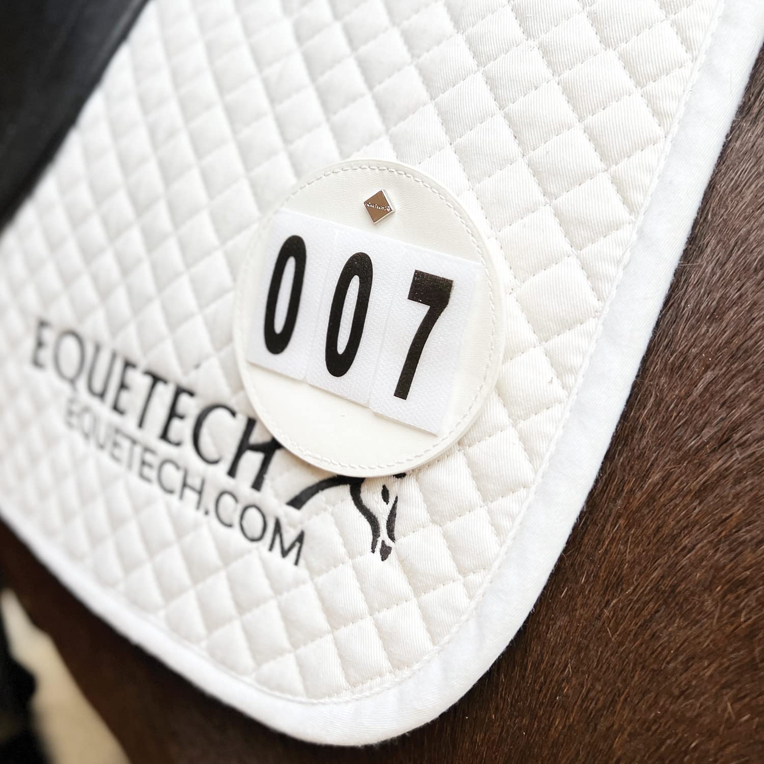 Equetech Luxe Dressage Saddle Cloth Numbers (Pair) 3 colours NEW (Silver)