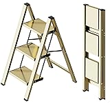 SOLADDER 3 Step Ladder, Anti-Slip and Lightweight