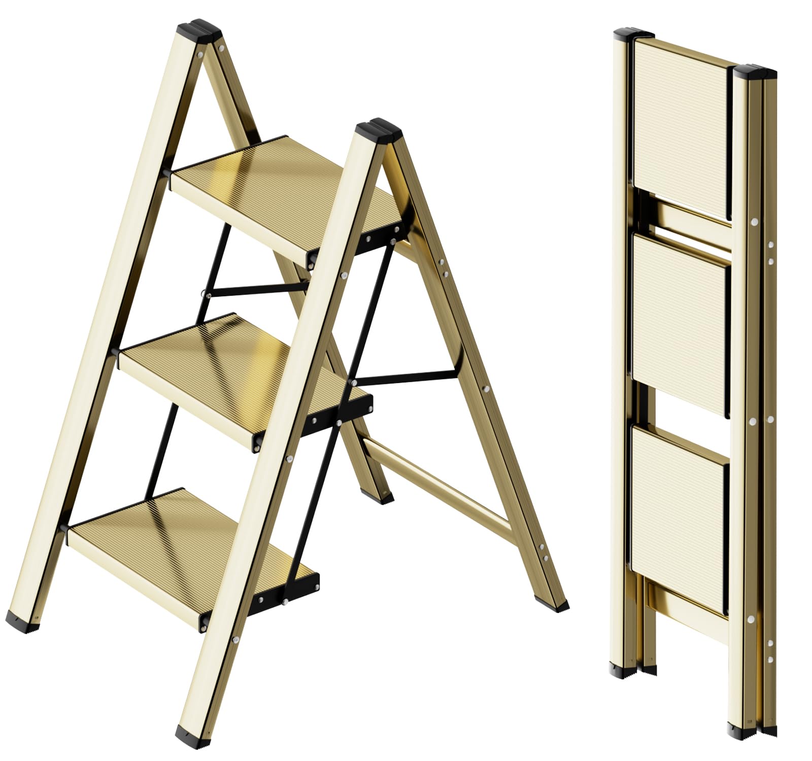 SOLADDER 3 Step Ladder, Anti-Slip and Lightweight