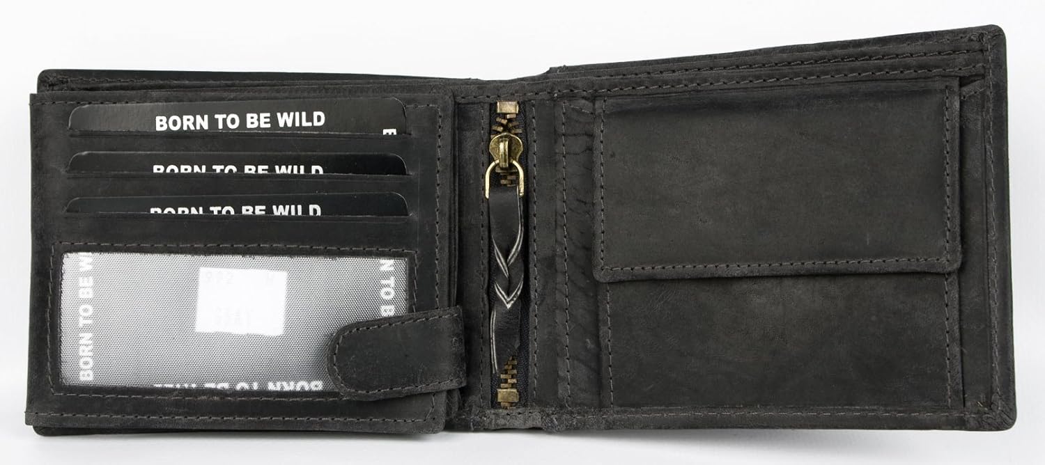 Men's Dark Grey Strong Genuine Leather Wallet with Shark - Image 3