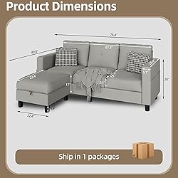 JAMFLY Convertible Sectional Couches for Living