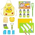 21pcs Kids Knife Set for Real Cooking, Toddler Knife Set, Montessori Kids Kitchen Knife Set with Cutting Board Crinkle Cutters Kid Safe Knives,3 4 5 6 7 8 9 10 Year Old Boys Girls Birthday Christmas