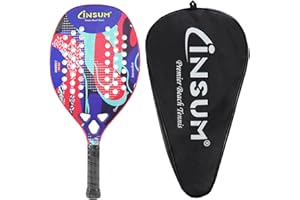 INSUM Beach Tennis Racket Carbon Fiber Surface with Sand Grit Print, Lightweight EVA Soft Racquet, with Cover Bag for Carry