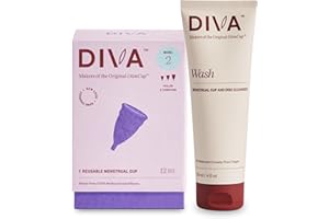 DIVACUP Diva Cup & Diva Wash Combo Pack - Medical Grade Silicone Cup for Period Care - Reusable Menstrual Cup - Cleaner for Period Cup - Cup Model 2 (for Wide Vaginal Canals, Post-Partum & Ages 35+)