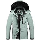 MOERDENG Women's Ski Jacket Waterproof Warm Winter Coat Hooded Snowboarding Jacket Versatile for Hiking & Winter Activities