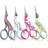 BIHRTC 4 Pairs 3.6" Stainless Steel Sharp Tip Stork Scissors Crane Design Sewing Scissors DIY Tools Dressmaker Shears Scissor