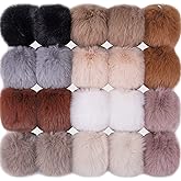 BQTQ 20 Pieces Faux Fur Pom Pom Balls DIY Faux Rabbit Fur Fluffy Pompoms with Elastic Loop for Hats Keychains Scarves Gloves Bags Accessories(10 Soft Colors, 2 Pcs Each Color)