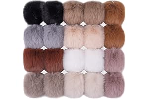 BQTQ 20 Pieces Faux Fur Pom Pom for Hats Scarves Gloves Bags Faux Rabbit Fur Pom Pom Balls with Elastic Loop Fluffy Faux Pom Pom (10 Soft Colors, 2 Pcs Each Color)