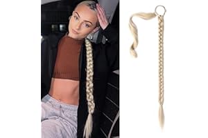 SEIKEA Upgraded Long Braid Ponytail Extension with Elastic Tie Straight Sleek Wrap Around Braid Hair Extensions Ponytail Cool Platinum Blonde 34 Inch (After Braided 30 Inch)