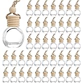 60Pcs Hanging Car Air Freshener Diffuser, 10ml Empty Glass Essential Pendant Bottles, Automotive Oil Aromatherapy Fragrance Perfume Containers
