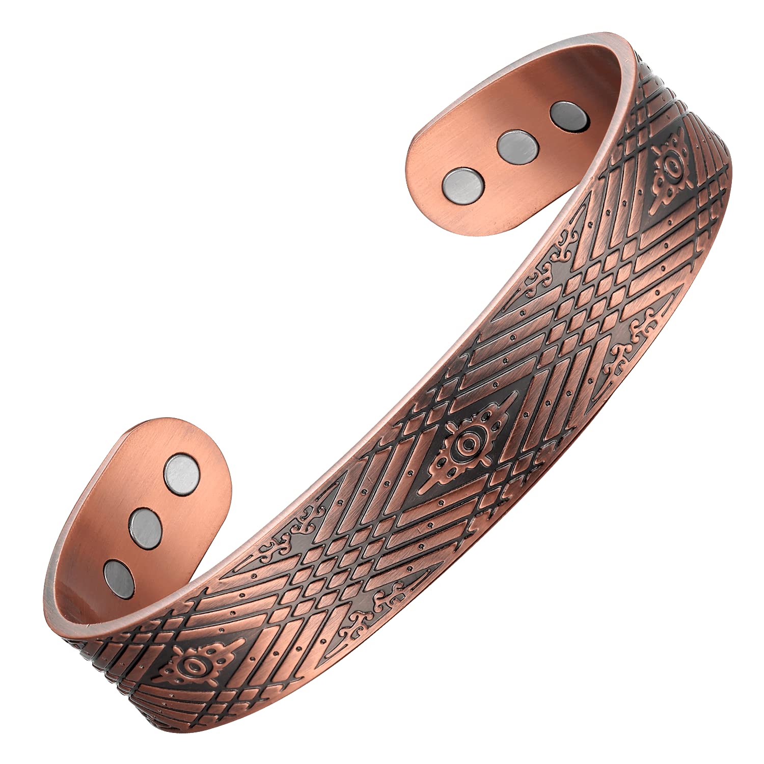 MagEnergy 99.9% Pure Copper Magnetic Bracelet with 6 Powerful Magnets, Cuff Bangle with Jewelry Gift Box (Copper 1)