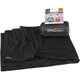COCOON Merino Wool/Silk Travel Blanket - Black | Merino wool and silk blend, Soft temperature-regulating warmth, Lightweight compact blanket for flights and travel