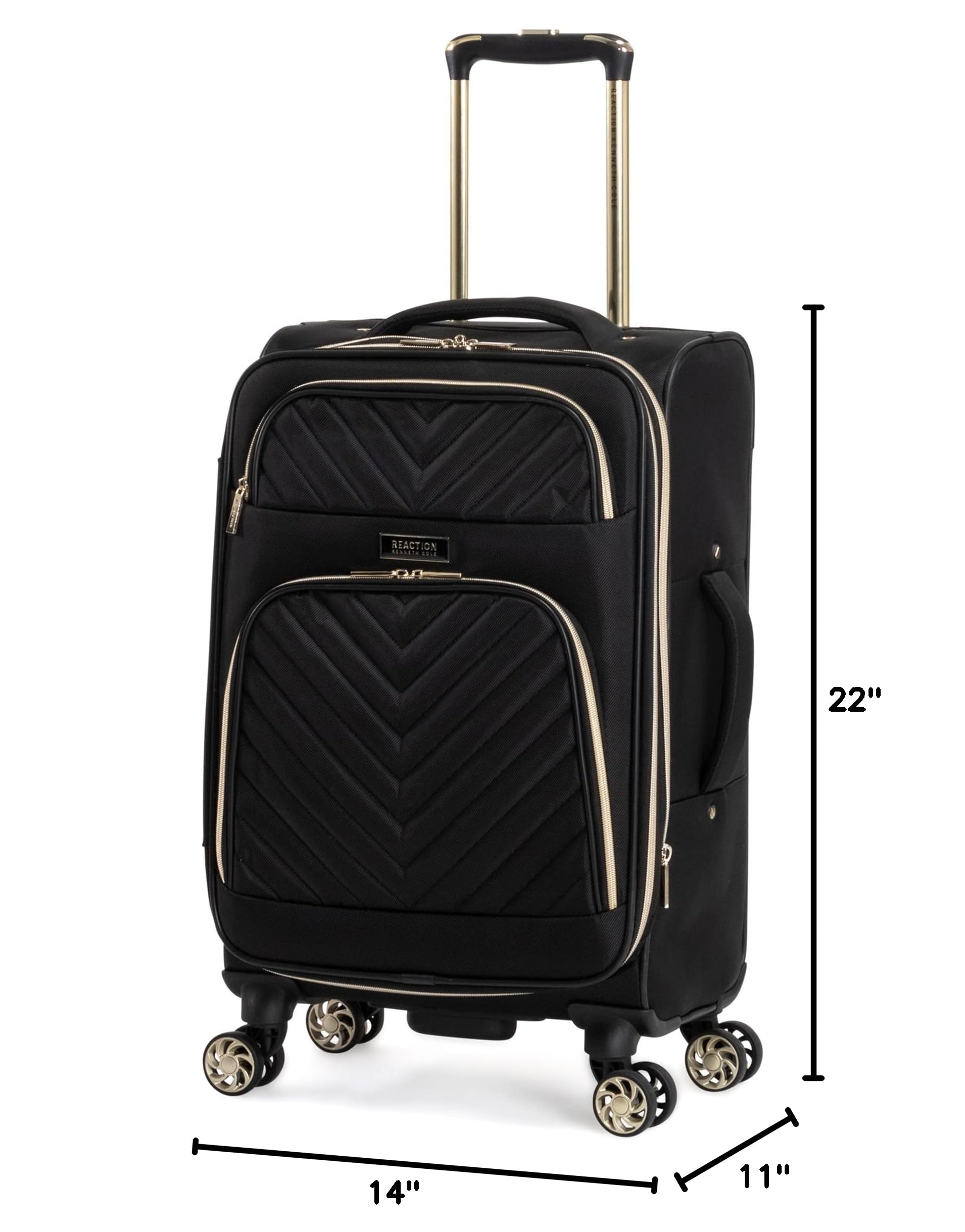 Kenneth Cole REACTION Chelsea Chevron Quilted Luggage, Black, 20-Inch Carry On