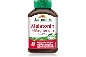 Jamieson Melatonin 5 mg + Magnesium 150 mg, Improves Sleep Quality, Increases Sleep Time, and Supports Healthy Muscle Functio
