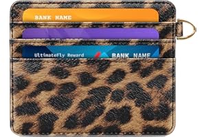 Simikol Slim Minimalist Pocket Credit Card Holder Wallet RFID Blocking Lightweight Thin Small Cute Card Cases,Leopard
