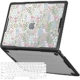 iCasso for MacBook Air 13 Inch Case 2021,2020-2018 Release M1 A2337 A2179 A1932, Anti-Cracking Heavy Duty Protective Hard Shell Case with TPU Bumper for MacBook Air 13.3+Keyboard Cover，Small Florals