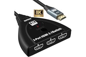 NEWCARE HDMI Switch 3 in 1 Out, HDMI Switch 4K@120Hz, 3 Port HDMI Switcher Selector Box, Supports 8K@60Hz HDR, VRR 48Gbps, Compatible with PS5/4 Laptops PC Roku Xbox TV Monitor Projector