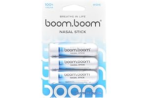 BoomBoom Nasal Stick | Vapor Flow Technology | Cool Refreshing Sensation | Natural Mood Boost | Simple Ingredients | Essential Oils + Menthol Inhaler (Mint)