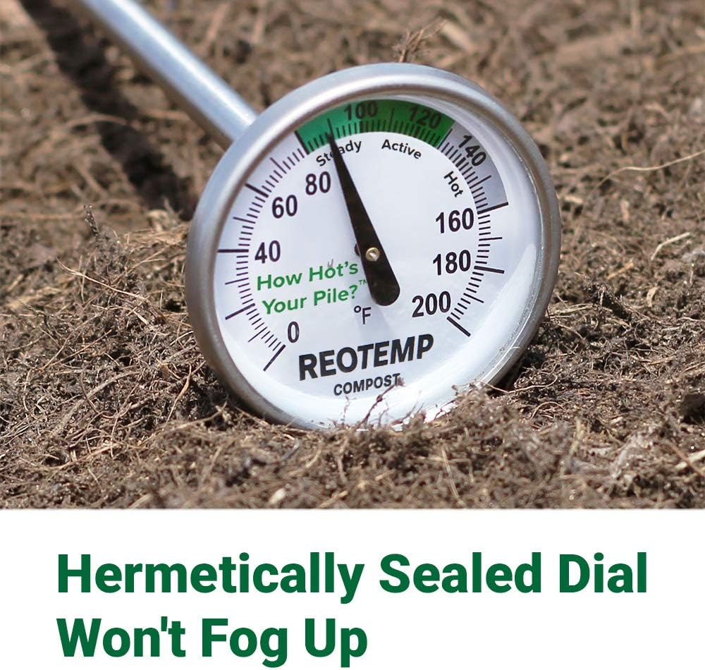 REOTEMP Backyard Compost Thermometer - 20 Inch Stem, with PDF Composting Guide (Fahrenheit) : Outdoor Thermometers : Garden & Outdoor
