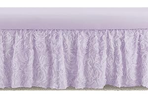 Sweet Jojo Designs Purple Floral Rose Girl Baby Nursery Crib Bed Skirt Dust Ruffle - Solid Light Lavender Flower Luxurious Elegant Princess Vintage Boho Shabby Chic Luxury Glam High End Roses