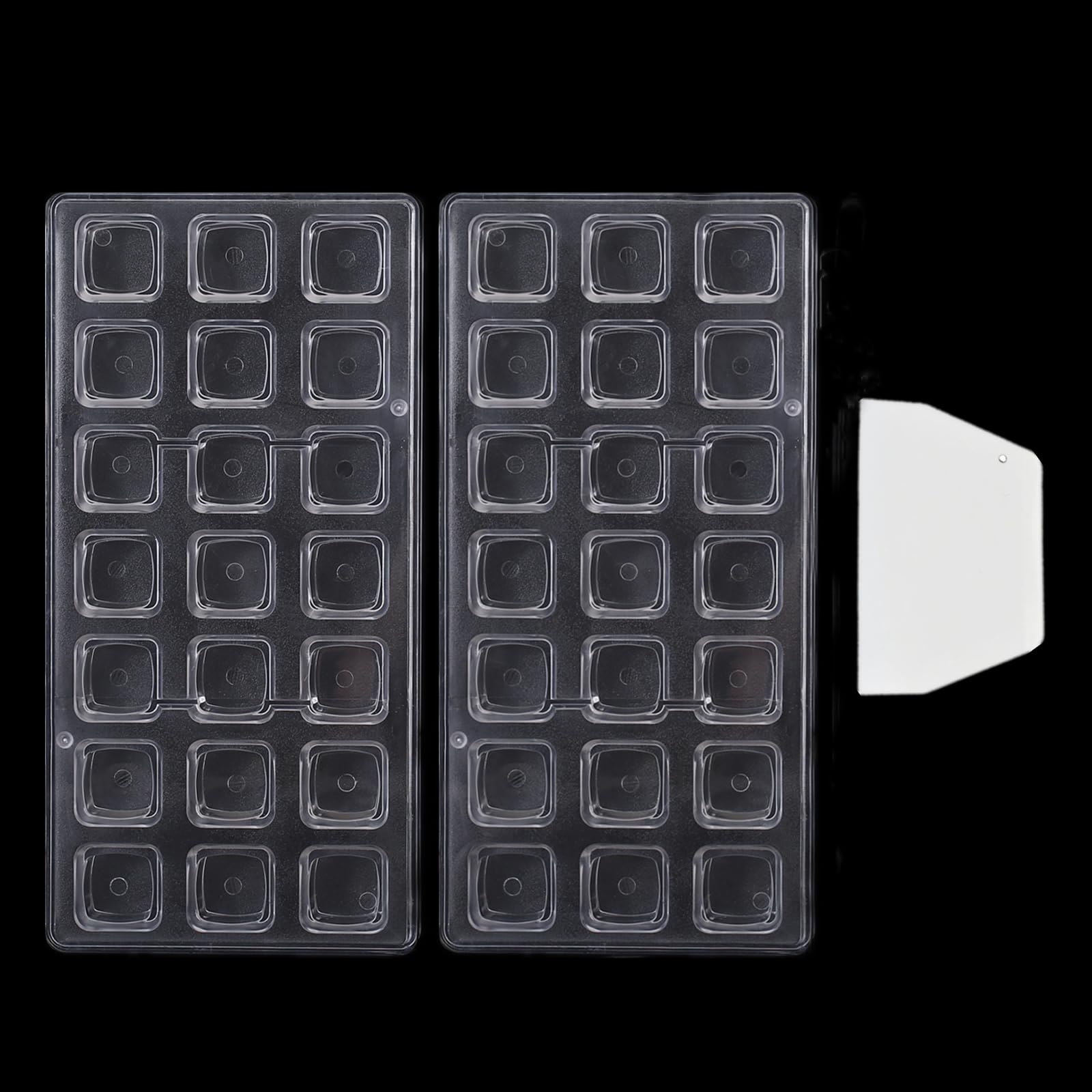 Binwat Chocolate Candy Mold PC Polycarbonate Chocolate Making Mould with Scraper (Cube Shape, 2pcs)