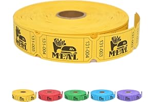 ESSENTIAL 1000 Raffle Tickets Rolls, Meal Tickets Single Roll for Events, Leisure, Movie Watching, Entertainment, Class Reward & Prizes - 5 Color Selection (Yellow)
